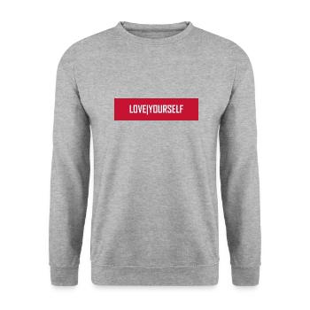 Love yourself - Unisex Pullover - Weißgrau meliert - Vorne - Alina (178cm) & Michal (187cm)