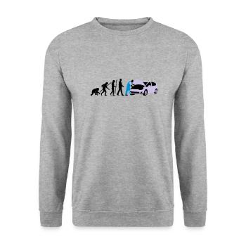 evolution_kfz_mechaniker_122013_b_3c - Unisex Pullover - Weißgrau meliert - Vorne - Alina (178cm) & Michal (187cm)