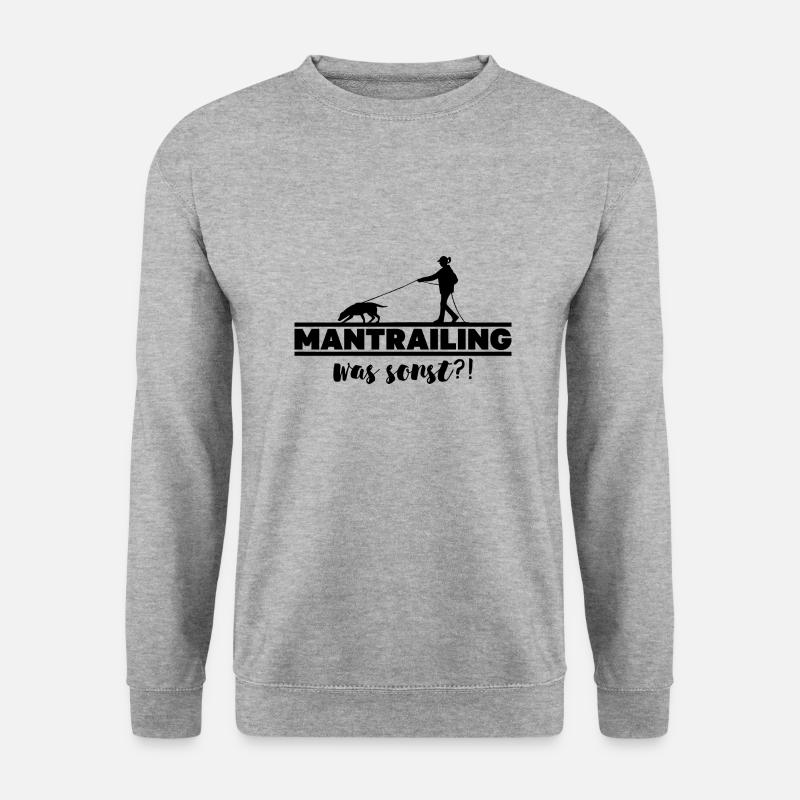Mantrailing was sonst Silhouette Suchhund Hunde - Unisex Pullover - Weißgrau meliert