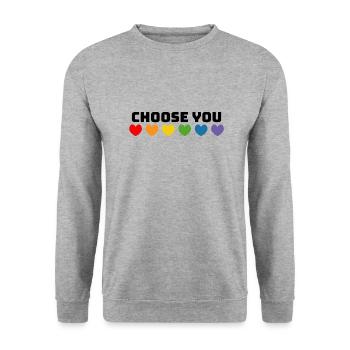Les cœurs arc-en-ciel vous choisissent noir - Sweat-shirt Unisexe - gris chiné - Devant - Alina (178cm) & Michal (187cm)