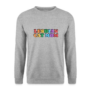 Lesbische Katzenmama - Unisex Pullover - Weißgrau meliert - Vorne - Alina (178cm) & Michal (187cm)