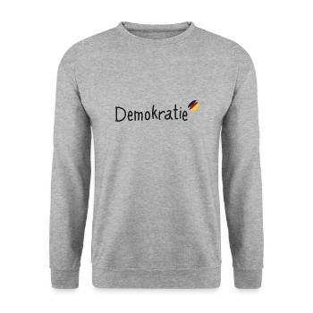 Demokratie - Unisex Pullover - Weißgrau meliert - Vorne - Alina (178cm) & Michal (187cm)