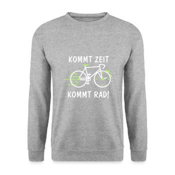 Kommt Zeit kommt Rad - Unisex Pullover - Weißgrau meliert - Vorne - Alina (178cm) & Michal (187cm)