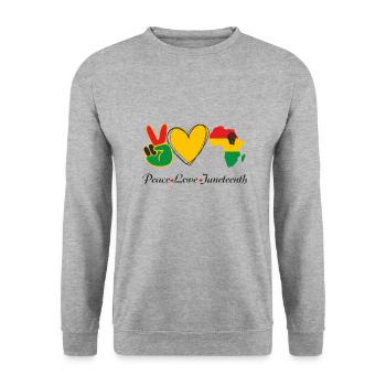 Peace Love Juneteenth, Freedom Day America African - Unisex Sweatshirt - salt & pepper - Front - Alina (178cm) & Michal (187cm)