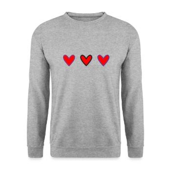 CŒUR. CŒURS. SAINT VALENTIN. LOVE. AMOUR - Sweat-shirt Unisexe - gris chiné - Devant - Alina (178cm) & Michal (187cm)