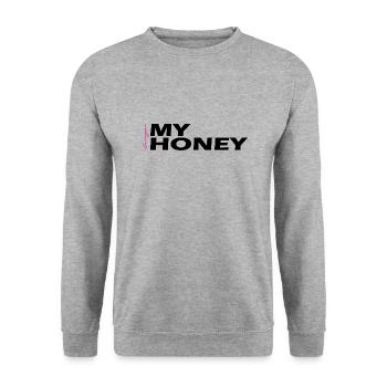 Mon cadeau de miel noir - Sweat-shirt Unisexe - gris chiné - Devant - Alina (178cm) & Michal (187cm)
