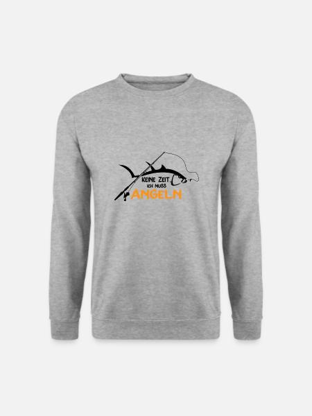 Angler Zubehör Fischen Sportfischen Angel Geschenk - Unisex Pullover - Weißgrau meliert