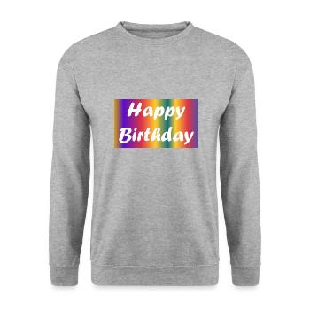 ALLES GUTE ZUM GEBURTSTAG!. ALLES GUTE ZUM GEBURTSTAG!. JAHRESTAG. - Unisex Pullover - Weißgrau meliert - Vorne - Alina (178cm) & Michal (187cm)
