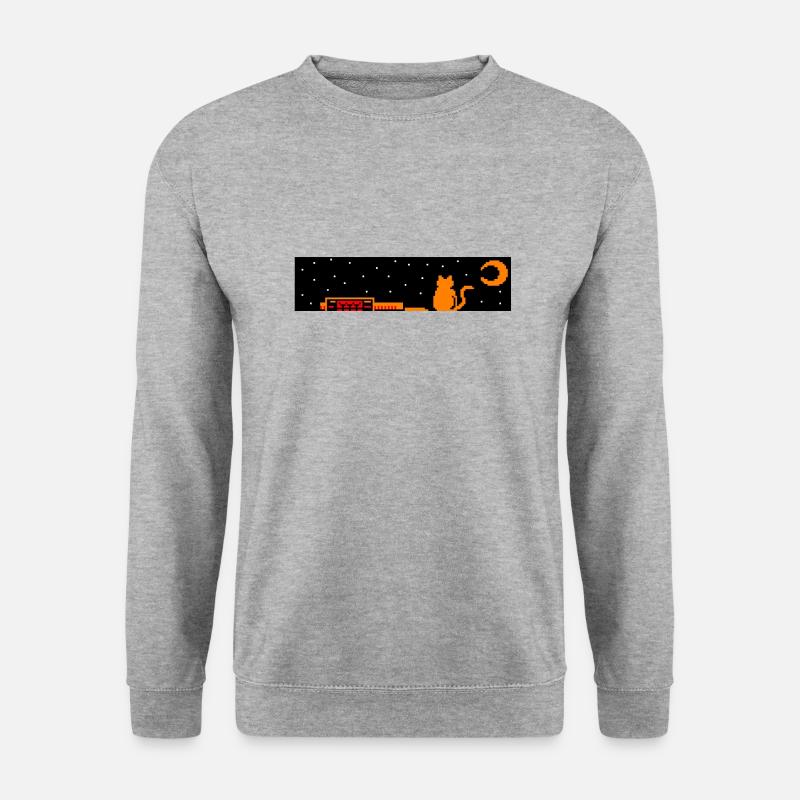 Japan trainstation cat - Unisex Pullover - Weißgrau meliert