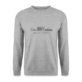 Horizon d’Amsterdam : design artistique élégant - Sweat-shirt Unisexe - gris chiné - Devant - Alina (178cm) & Michal (187cm)