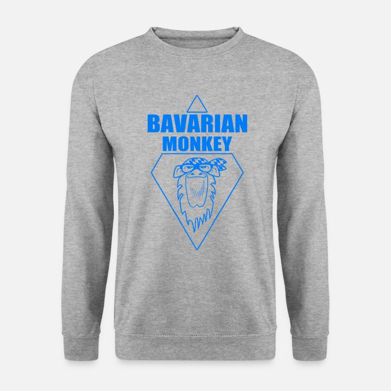 Bavarian Monkey Label - Unisex Pullover - Weißgrau meliert