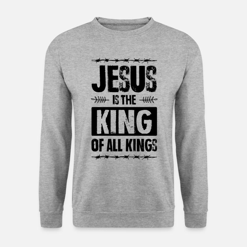 Jesus is King - Unisex Pullover - Weißgrau meliert