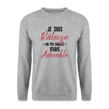 Je suis râleuse un peu chiante mais adorable - Sweat-shirt Unisexe - gris chiné - Devant - Alina (178cm) & Michal (187cm)