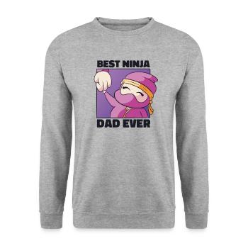 Vatertag Ninja Papa Kampfsport Papa Lustig - Unisex Pullover - Weißgrau meliert - Vorne - Alina (178cm) & Michal (187cm)