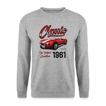 Ich bin nicht alt, ich bin Oldtimer Jahrgang Jahrgang 1961 - Unisex Pullover - Weißgrau meliert - Vorne - Alina (178cm) & Michal (187cm)