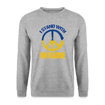 I Stand With Ukraine Peace Symbol Ukrainian - Unisex Sweatshirt - salt & pepper - Front - Alina (178cm) & Michal (187cm)