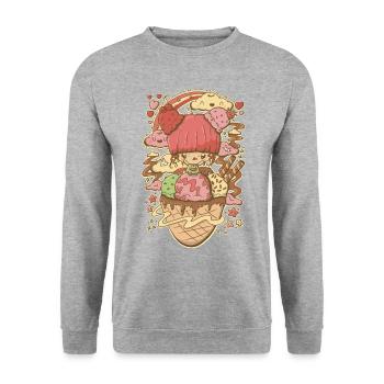 strawberry Ice Cream bubble head Girl - Unisex Sweatshirt - salt & pepper - Front - Alina (178cm) & Michal (187cm)