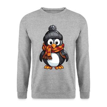 Penguin Winter Comic - Unisex Sweatshirt - salt & pepper - Front - Alina (178cm) & Michal (187cm)