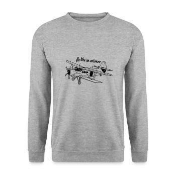 Antonov An-2 Flugzeug Doppeldecker UdSSR Geschenk - Unisex Pullover - Weißgrau meliert - Vorne - Alina (178cm) & Michal (187cm)