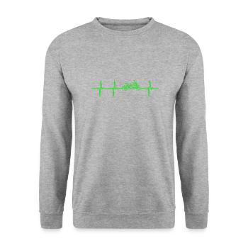 Motorcycle Motorsport Heartbeat ECG Motorbike - Unisex Sweatshirt - salt & pepper - Front - Alina (178cm) & Michal (187cm)