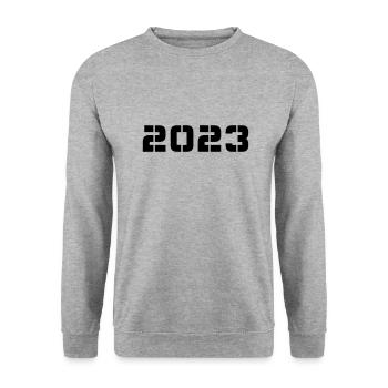 Année de naissance Anniversaire Nouvel An Né en 2023 - Sweat-shirt Unisexe - gris chiné - Devant - Alina (178cm) & Michal (187cm)