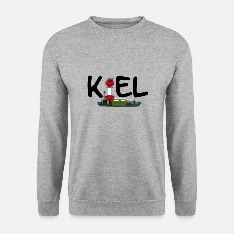 Kiel Logo mit Kieler Leuchtturm (schwarz) - Unisex Pullover - Weißgrau meliert