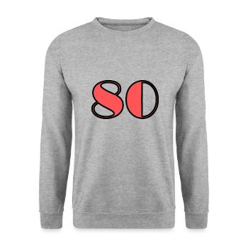 80 YEARS. 80TH ANNIVERSARY. BIRTHDAY 80 YEARS. 80 - Unisex Sweatshirt - salt & pepper - Front - Alina (178cm) & Michal (187cm)