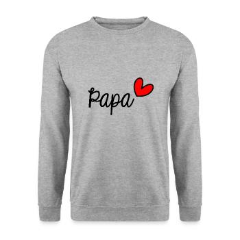 VATERTAG. ALLES GUTE ZUM GEBURTSTAG, PAPA. PAPA. ALLES GUTE ZUM GEBURTSTAG! - Unisex Pullover - Weißgrau meliert - Vorne - Alina (178cm) & Michal (187cm)