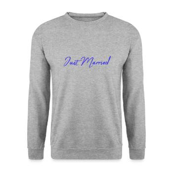 JUST MARRIED. bachelorette party. SAINT VALENTINE. COUPLE - Unisex Sweatshirt - salt & pepper - Front - Alina (178cm) & Michal (187cm)
