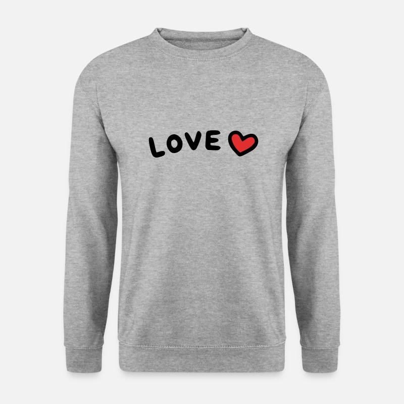Love Herz - Unisex Pullover - Weißgrau meliert