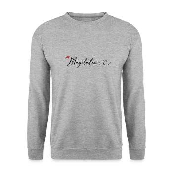 Magdalena Nom Prénom Calligraphie coeur - Sweat-shirt Unisexe - gris chiné - Devant - Alina (178cm) & Michal (187cm)