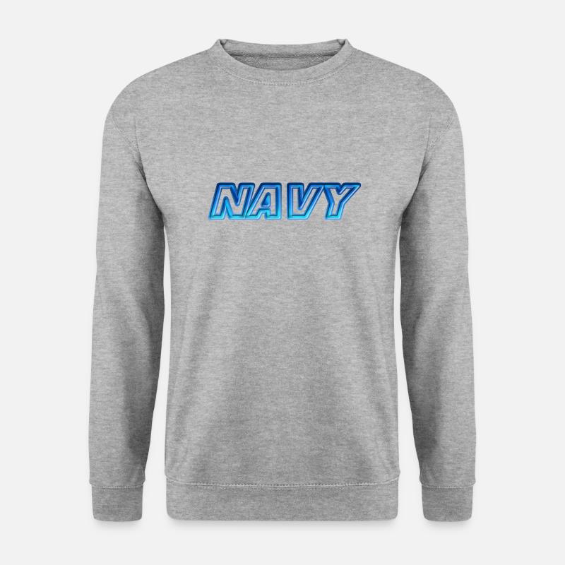 Navy - Unisex Pullover - Weißgrau meliert