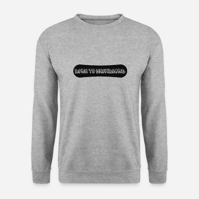 BORN TO SNOWBOARD - Unisex Pullover - Weißgrau meliert