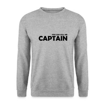 you can call me captain - Sweat-shirt Unisexe - gris chiné - Devant - Alina (178cm) & Michal (187cm)