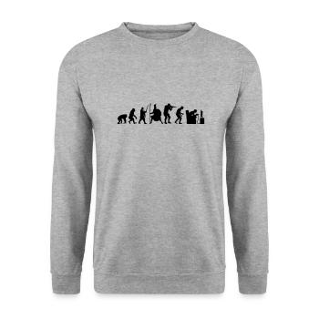 Gamer Evolution Kämpfer Helden - Unisex Pullover - Weißgrau meliert - Vorne - Alina (178cm) & Michal (187cm)
