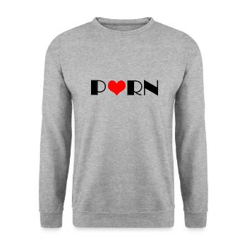 Word Porn und die Form eines Herzens - Unisex Pullover - Weißgrau meliert - Vorne - Alina (178cm) & Michal (187cm)