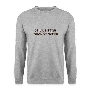 Ich werde eine große Schwester sein - Unisex Pullover - Weißgrau meliert - Vorne - Alina (178cm) & Michal (187cm)