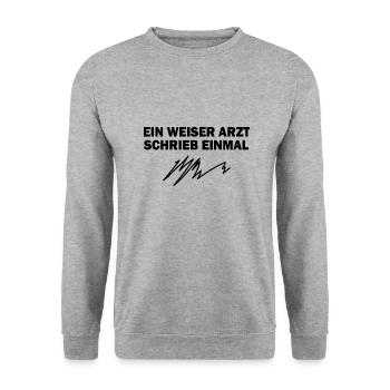 Arzt Geschenk Notarzt Medizin Krankenwagen - Unisex Pullover - Weißgrau meliert - Vorne - Alina (178cm) & Michal (187cm)