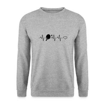 Herzschlag Tischtennis EKG Ping Pong - Unisex Pullover - Weißgrau meliert - Vorne - Alina (178cm) & Michal (187cm)