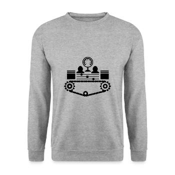 Véhicule de construction - Camion Rouleau compresseur - Sweat-shirt Unisexe - gris chiné - Devant - Alina (178cm) & Michal (187cm)