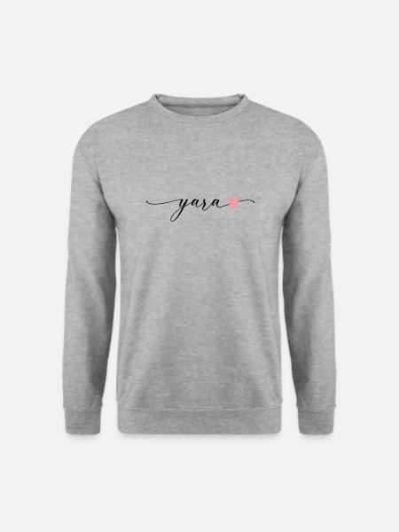 Yara Achternaam Voornaam Kalligrafie Script - Uniseks sweater - witgrijs gemêleerd