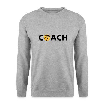 basketball Trainer Coach - Unisex Pullover - Weißgrau meliert - Vorne - Alina (178cm) & Michal (187cm)