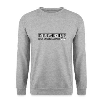 lustiger Spruch - Unisex Pullover - Weißgrau meliert - Vorne - Alina (178cm) & Michal (187cm)