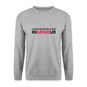 Laissez-Moi passer, je suis ingenieur - Sweat-shirt Unisexe - gris chiné - Devant - Alina (178cm) & Michal (187cm)