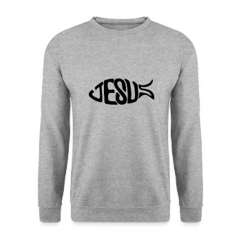 Christian face mask - Unisex Sweatshirt - salt & pepper - Front - Alina (178cm) & Michal (187cm)
