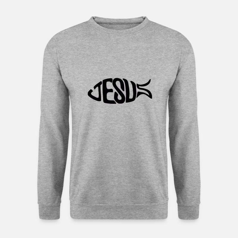 Christliche Gesichtsmaske - Unisex Pullover - Weißgrau meliert