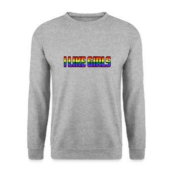J'aime les filles LGBTQ Lesbian Pride Rainbow Gift - Sweat-shirt Unisexe - gris chiné - Devant - Alina (178cm) & Michal (187cm)