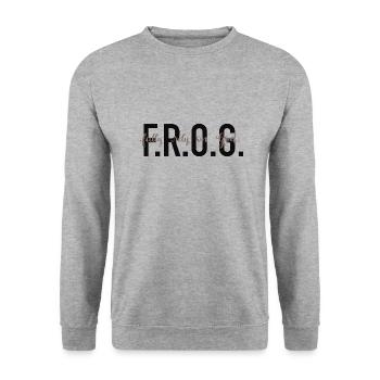 F.R.O.G. - Fully rely on God. - Unisex Pullover - Weißgrau meliert - Vorne - Alina (178cm) & Michal (187cm)