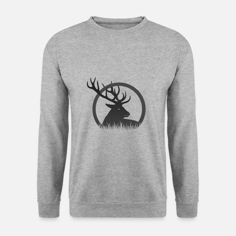 Hirsch - Unisex Pullover - Weißgrau meliert