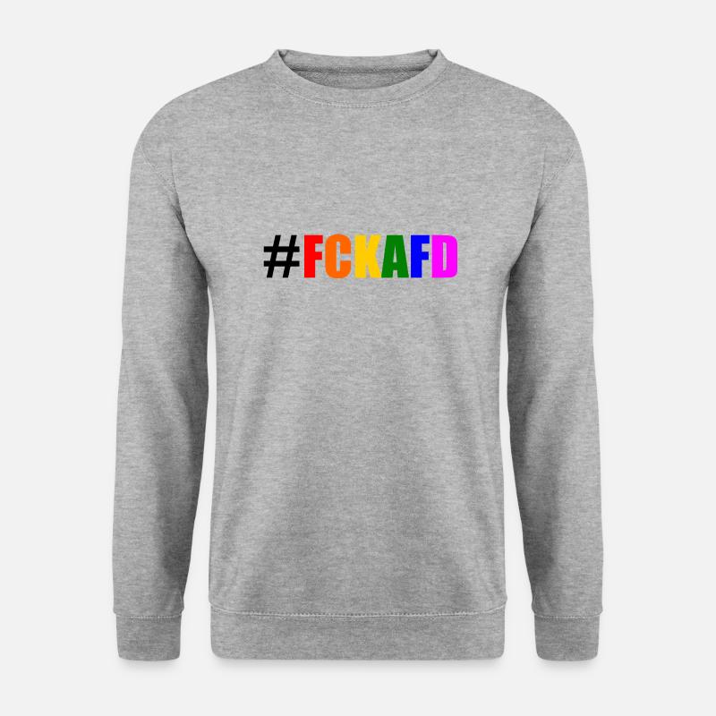 Fck afd - Unisex Pullover - Weißgrau meliert